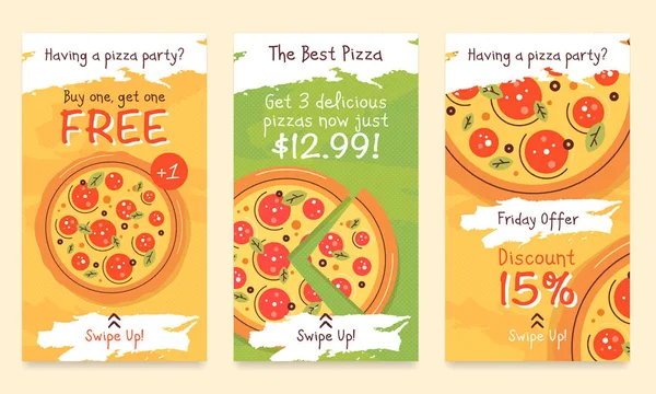 Pizza Stylu Ogłoszenie Plakat Obejmuje Szablon Dla Promocji Produktu Strony — Wektor stockowy