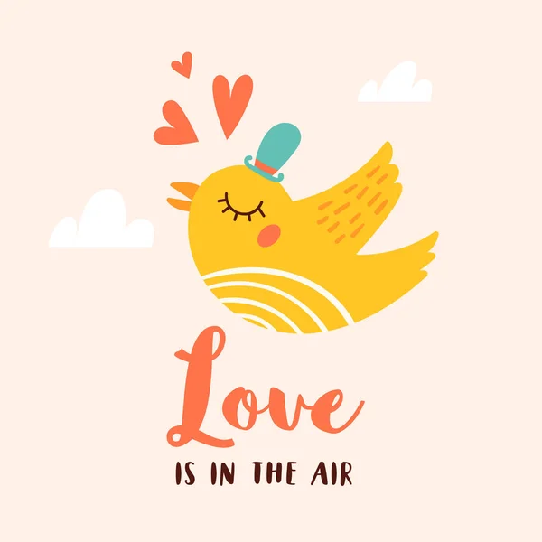 Carte Thème Amour Pour Saint Valentin Avec Les Oiseaux Qui — Image vectorielle