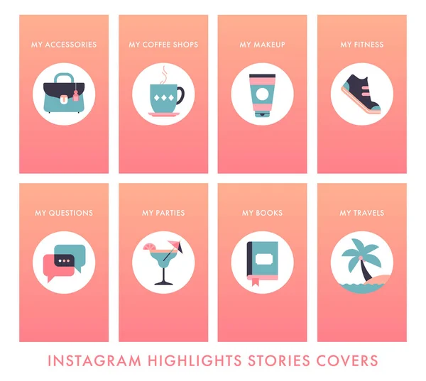 Great Beautiful Icons Social Network Highlights Covers Icons Beautiful Gradient — Stock Vector