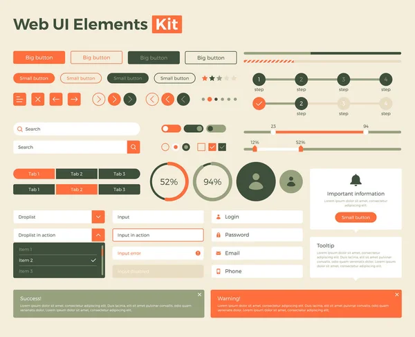 Kit de elementos ui web — Archivo Imágenes Vectoriales