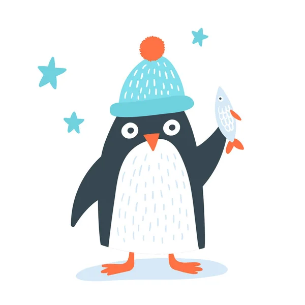 Пінгвін з рибою — стоковий вектор