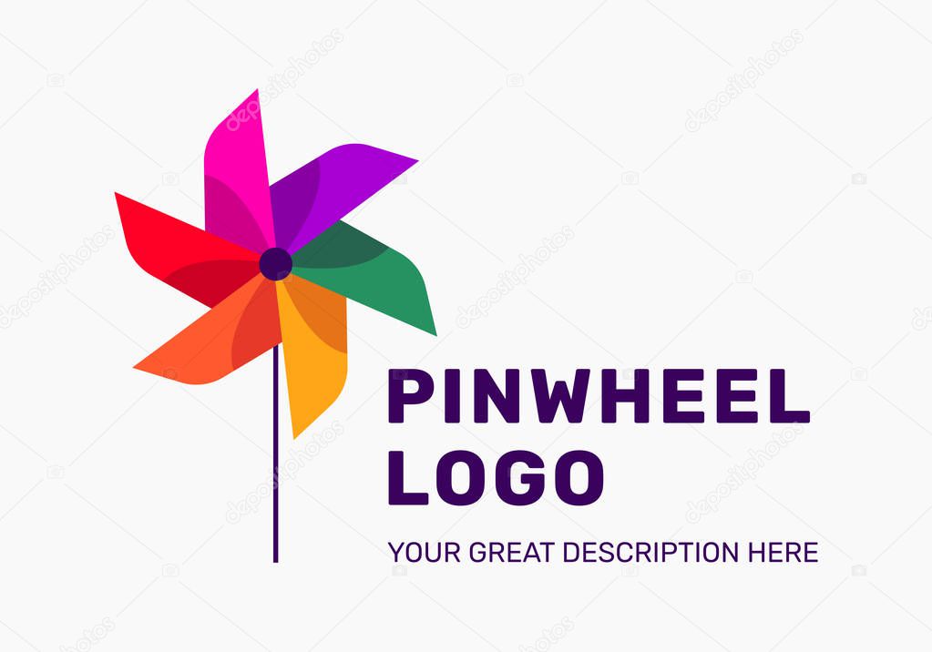 The pinwheel logo flat design vector illustrations. TBright coolored logo. Summer style.