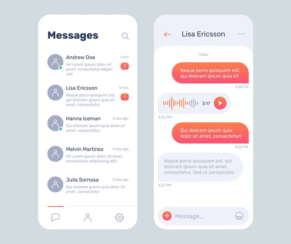 Aplikacja mobilna Messenger — Wektor stockowy