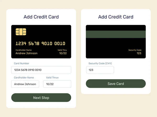 Dodaj-karta kredytowa-UI kopiowania — Wektor stockowy