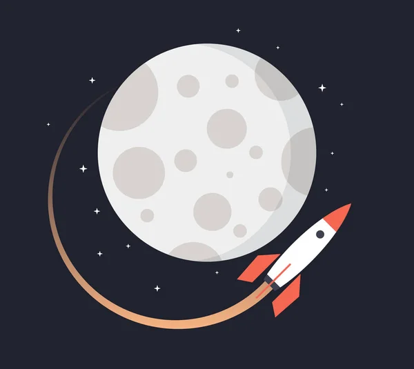 The moon and the rocket — Stock Vector