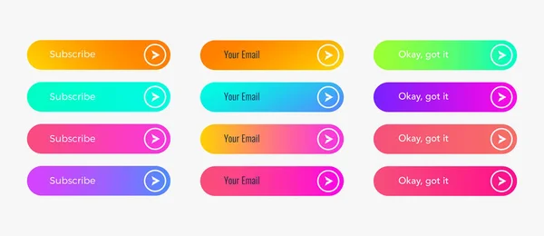Web botões modelo de design plano com gradiente de cor — Vetor de Stock