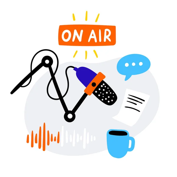 Auf Ait Podcast Icons Set — Stockvektor