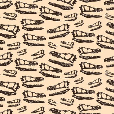 Kusursuz model vektör düz tasarım çizimi. Fosiller ve velociraptor bağları. 