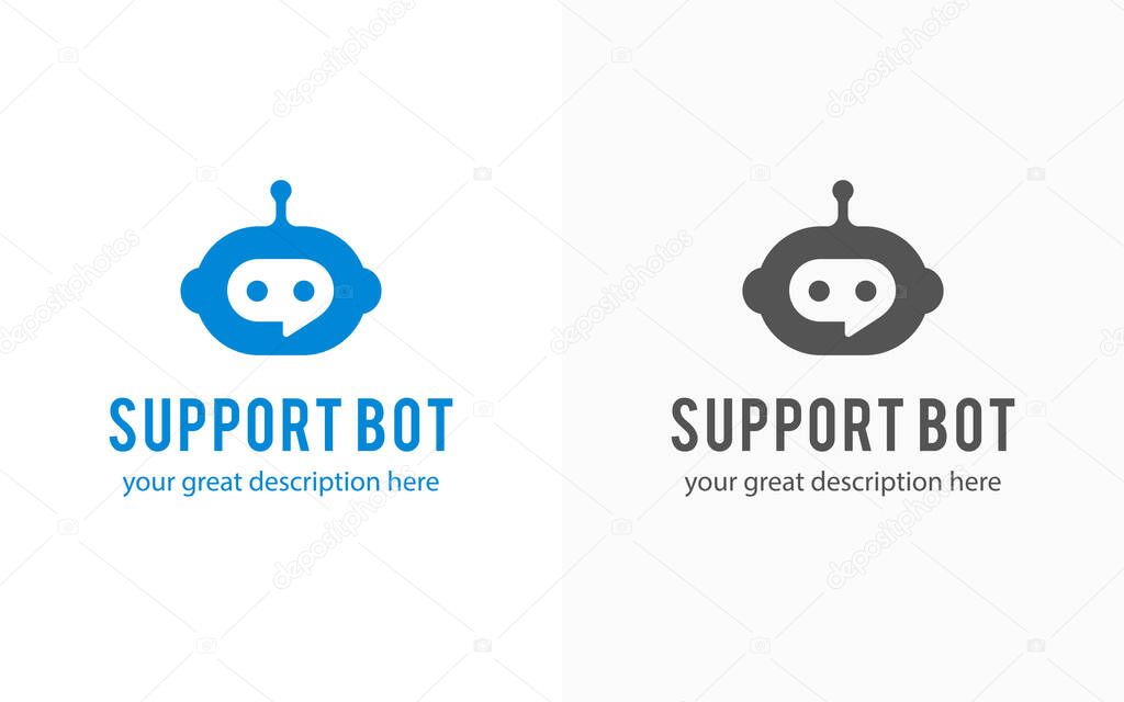 Support bot character, logo design, web icon design. Vector illustration. 