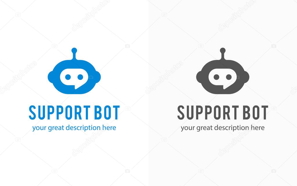 Support bot character, logo design, web icon design. Vector illustration.