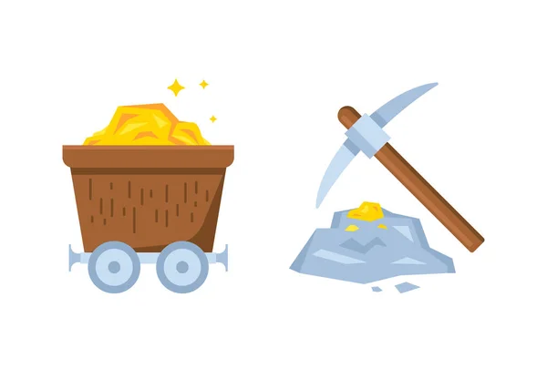 Aranybányászat Illusztráció Online Játék Jelek Szimbólumok Játékok App Egyszerű Lapos — Stock Vector