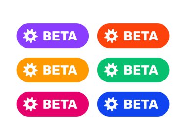 Beta kalkanları simgesi seti, web tasarımı, uygulama, oyunlar için renkli simgeler