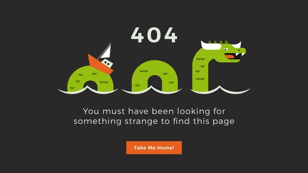404 Page Concept Sea Monster Flat Design Vectoe Illustration — Stock Vector