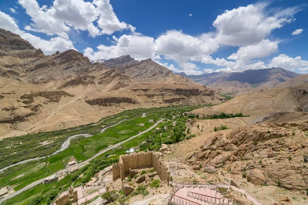 Ladakh Paisaje Del Valle Verde Cerca Aldea Mulbek Jammu Estado — Foto de Stock