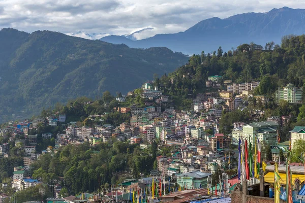 Gangtok City Sikkim Devletin Kuzey Hindistan Başkenti Havadan Görünümü — Stok fotoğraf