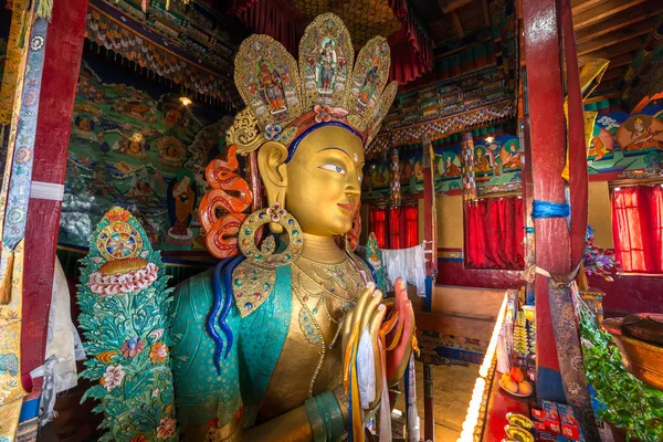 Лех Индия Июля 2017 Года Золотой Будда Будущего Монастыре Тиксей — стоковое фото