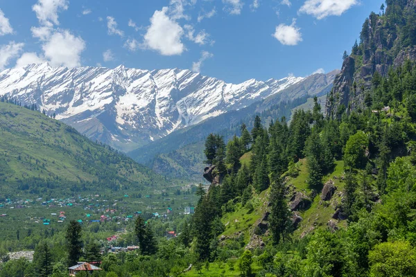 Vista Vale Kullu Com Great Himalayan Ranges Fundo Índia — Fotografia de Stock