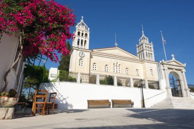 Cephe katedral Lefkes Town, Paros Island, Yunanistan