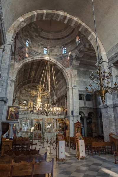 Interieur Van Panagia Ekatontapyliani Kerk Eiland Paros Cyclades Griekenland — Stockfoto