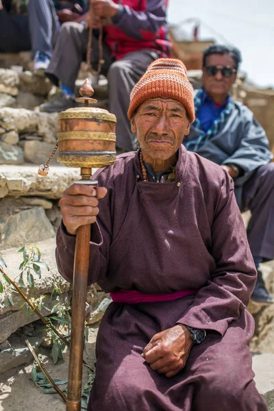 Lamayuru Indien Juni 2017 Unbekannter Ladakhi Senior Während Des Buddhistischen — Stockfoto