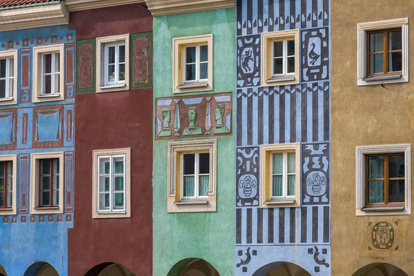 Colorful Houses Poznan Old Market Square Poland Closeup View — Stock Photo, Image