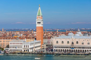 Üstten görünüm San Marco Meydanı ve Doge Sarayı Venedik, İtalya