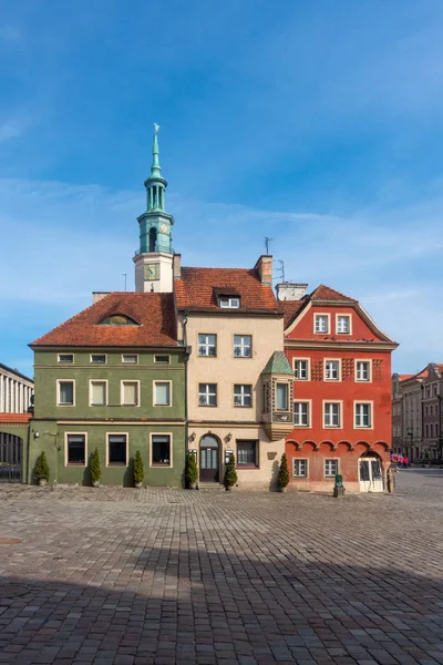 Casas Coloridas Câmara Municipal Poznan Old Market Square Polônia — Fotografia de Stock