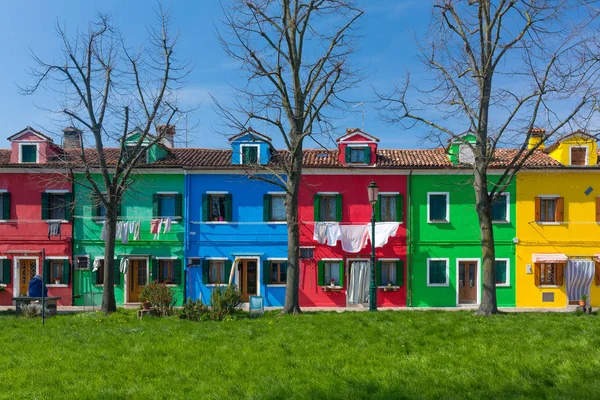 Färgglada Hus Burano Venice Italien — Stockfoto