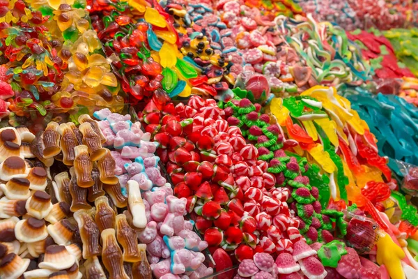 Sortierte Gummibärchen Laden Gelee Bonbons Verschiedenen Formen Und Farben — Stockfoto