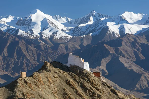 Büyük Himalayalar Ile Tsemo Maitreya Tapınakta Arka Planda Leh Ladakh — Stok fotoğraf