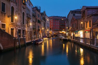 Venetian water anal at night in Venice, Italy clipart