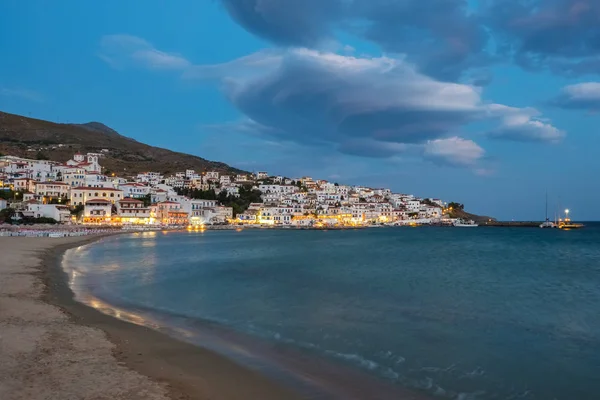 Village Pittoresque Batsi Sur Île Andros Nuit Cyclades Grèce — Photo