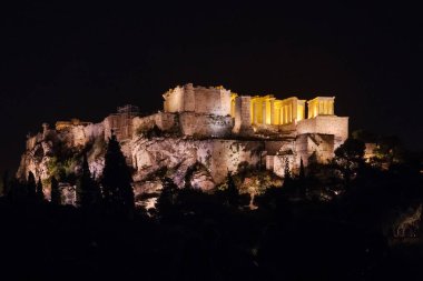 Parthenon, Atina, Yunanistan, gece tepe üzerinde