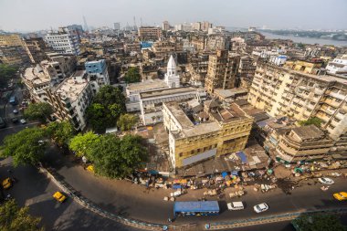 Kolkata Şehir trafik kalabalık sokakta şehir merkezinde, Batı Bengal, Hindistan. Üstten görünüm