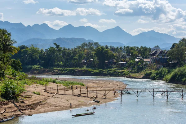 Wooden Bridge Nam Khan Rive Luang Prabang Laos — Stock Photo, Image