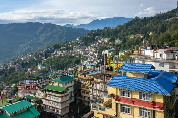 Gangtok City Sikkim Devletin Kuzey Hindistan Başkenti Güzel Havadan Görünümü — Stok fotoğraf