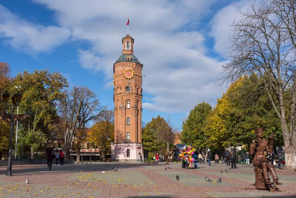 Vinnytsia Ukraine October 2017 Metal Sculpture Violinist Old Fire Tower — Stock Photo, Image