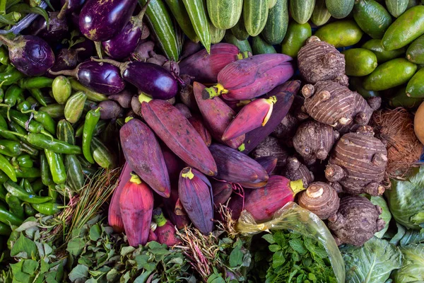 Банановые Цветы Ларьке Рынке Штате Мегхалая Северо Восточная Индия — стоковое фото