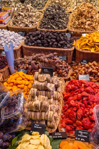 Frutta Secca Noci Mercat Sant Josep Boqueria Grande Mercato Pubblico — Foto Stock