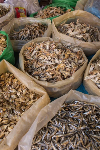 Kleiner Trockener Fisch Einem Stand Auf Dem Markt Bundesstaat Meghalaya — Stockfoto