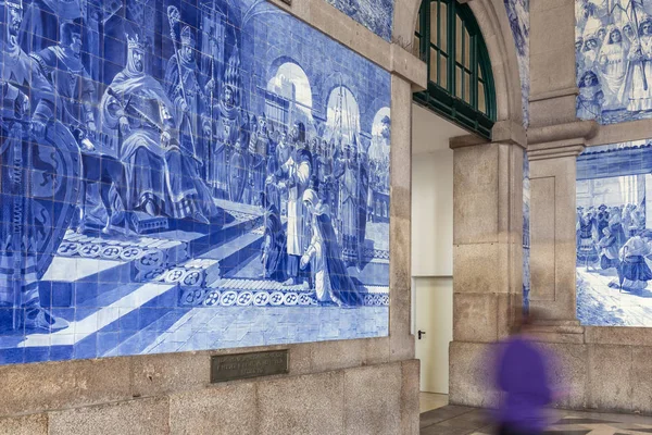 Sao Bento Station Mit Traditionellen Portugiesischen Fliesen Azulejos Die Portugiesische — Stockfoto