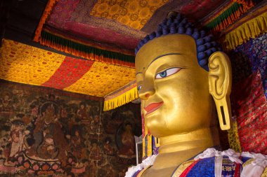 Manastırda Shey Palace, Ladakh, Hindistan Shakyamuni Buddha heykeli altın.