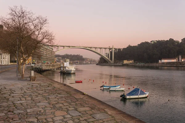 Ponte Arrabida Brücke Blick Auf Den Sonnenuntergang Porto Portugal — Stockfoto