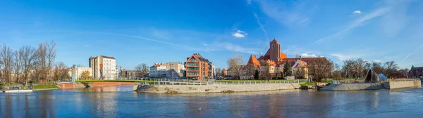 Igreja Santíssima Virgem Ilha Piasek Wroclaw Silésia Polônia Panorama Tiro — Fotografia de Stock