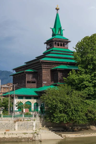 Vista Ribeirinha Mesquita Shah Hamdan Srinagar Jammu Caxemira Índia — Fotografia de Stock