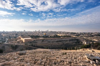 Mount of Olives, İsrail Jerusalem eski şehirden gün görünümü