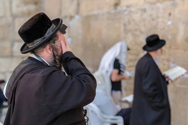 Jerusalem Israël November 2018 Religieuze Orthodoxe Jood Bidden Westelijke Muur — Stockfoto