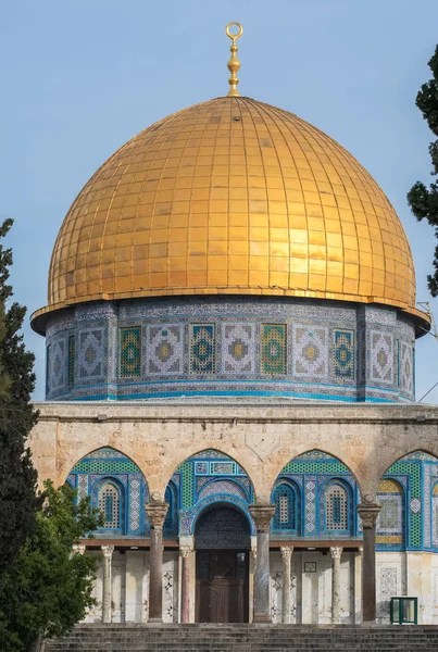 Τέμενος Aqsa Θόλος Του Βράχου Στην Ιερουσαλήμ Ισραήλ Προβολή Μεγέθυνση — Φωτογραφία Αρχείου