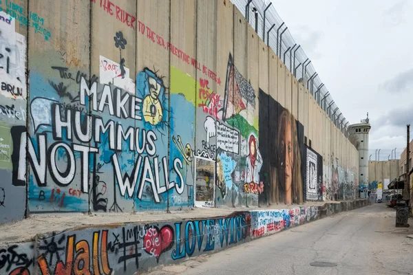 Belém Israel Novembro 2018 Graffitti Muro Separação Entre Israel Cisjordânia — Fotografia de Stock