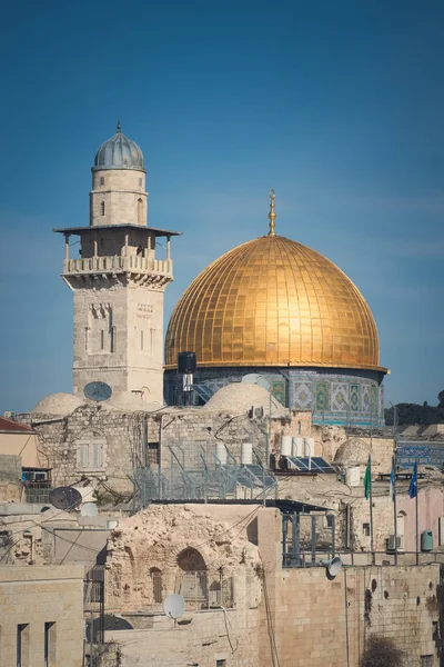 Moskee Van Aqsa Rotskoepel Jeruzalem Israël Close Weergave — Stockfoto